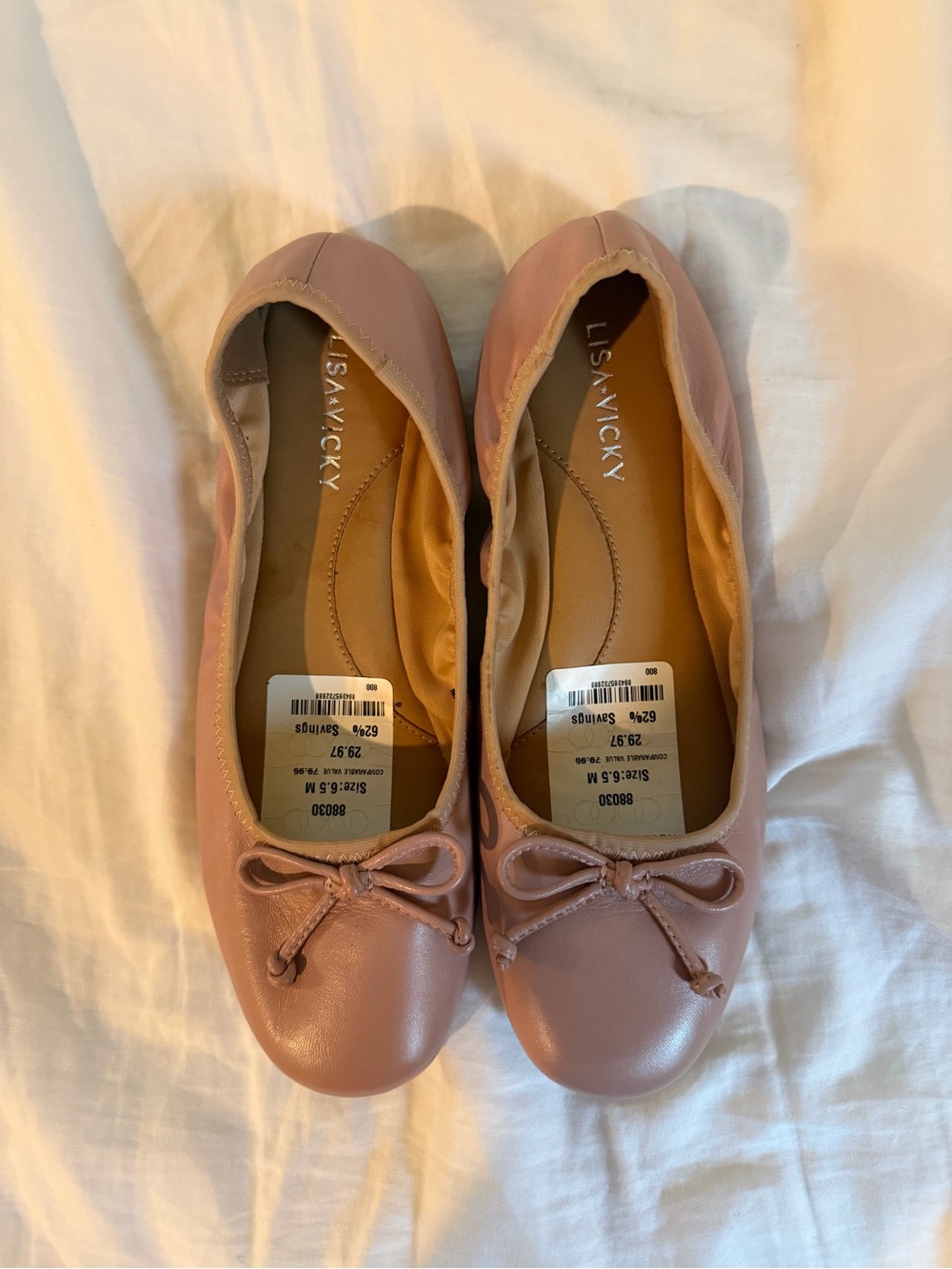 New - Lisa Vicky Women's Pink Ballet Flats with Bow